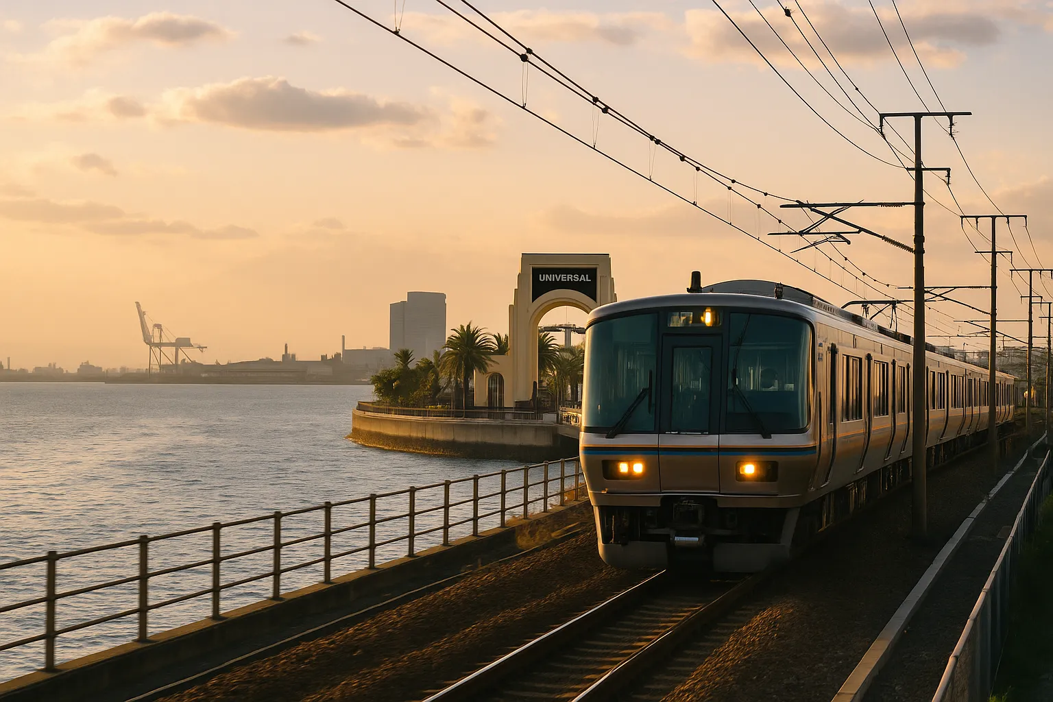 USJへ向かうJRゆめ咲線の車窓