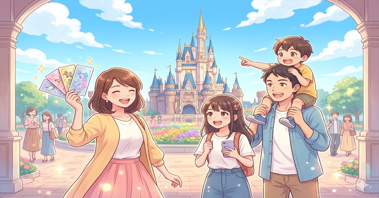 これから始まる夢の国への扉！ディズニーランドのチケットを持って